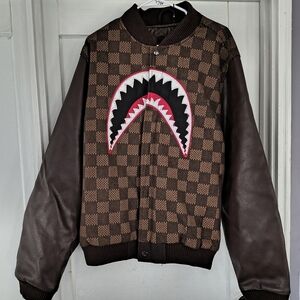 HUDSON Shark Mouth Varsity Jacket in Brown